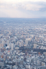 Fototapeta premium 札幌藻岩山山頂展望台からみた札幌のビル群の街並み