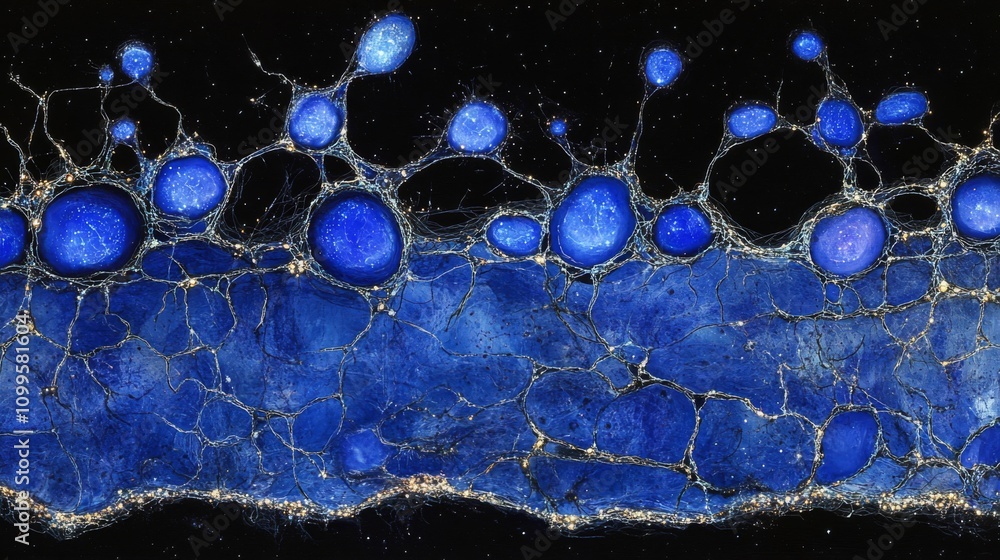 Poster abstract blue cellular network structure image