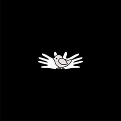 Obraz premium Bird on the palms icon isolated on black background.