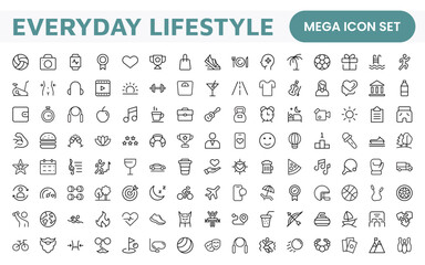 Lifestyle Icon Set. A chic and versatile collection of icons representing wellness, hobbies, daily living, lifestyle, and personal growth.