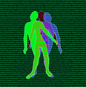Binary people, conceptual illustration