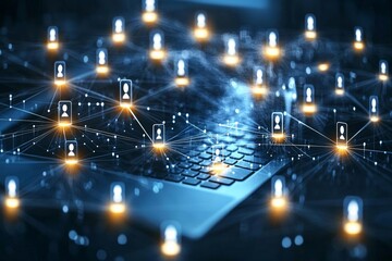 Social network connection, internet technology, digital software development, cloud computing concept