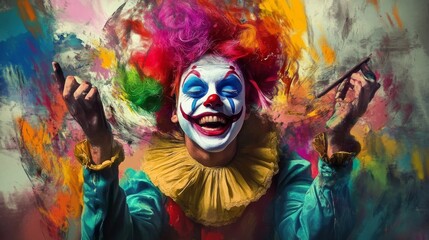 Obraz premium clown with colorful makeup