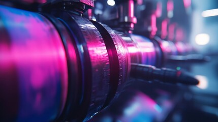 Fototapeta premium Industrial Machinery Close Up Showing Rotating Cylinders