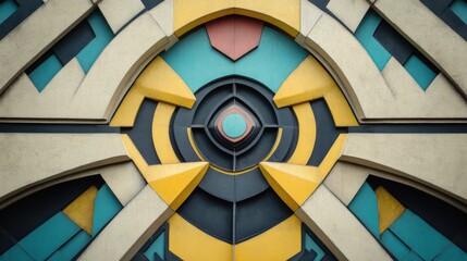 Fototapeta premium A detailed shot of a complex geometric pattern composed of various shapes and colors, Representing the structured integration of diverse perspectives, minimalist style