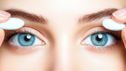 Obraz premium Close-Up of Woman's Eyes with Contact Lenses and Natural Beauty