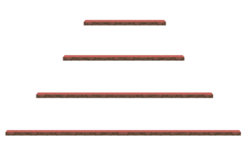 Short and long red marble window sill slabs, top side view. On isolated transparent background.