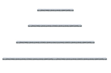 Obraz premium Short and long white marble window sill slabs, top side view. On isolated transparent background.