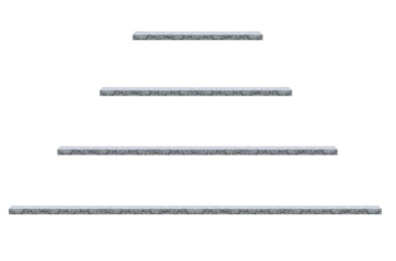 Short and long white marble window sill slabs, top side view. On isolated transparent background.