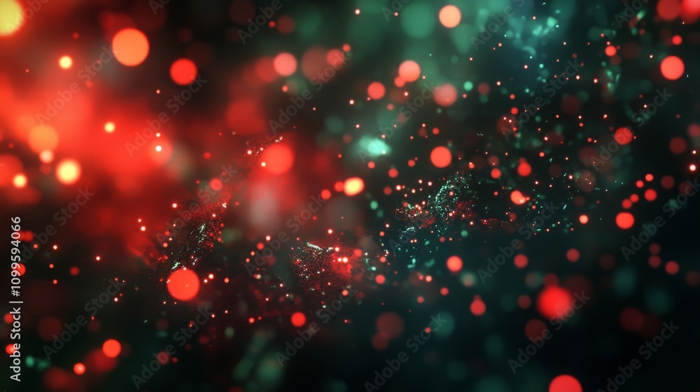 Poster abstract red and green light bokeh background
