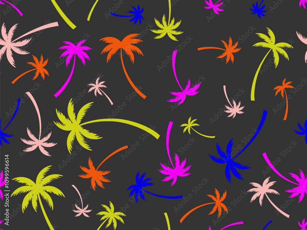 Wall mural palm trees seamless pattern. summer time, wallpaper with tropical palm trees pattern. design for pri