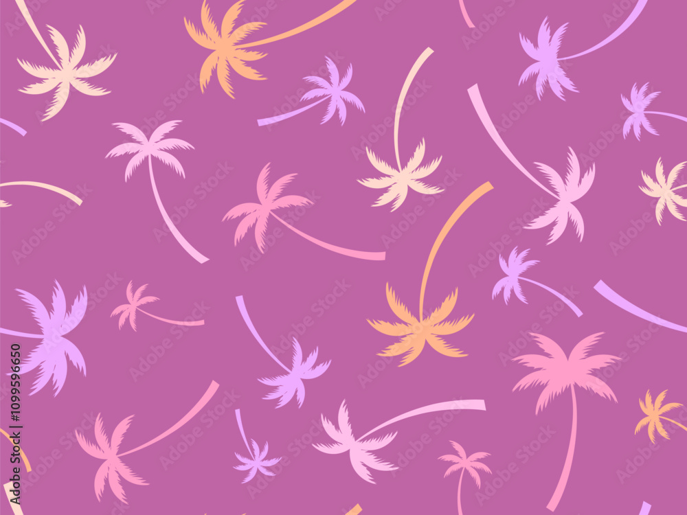 Wall mural palm trees seamless pattern. summer time, wallpaper with tropical palm trees pattern. design for pri