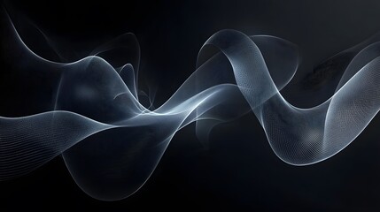 Abstract grayscale flowing waves design art