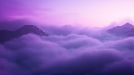 Fototapeta premium Purple Mountains Enveloped In Soft Morning Mist