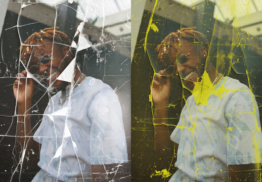 Distressed Image Effects Mockup With Optional Colors