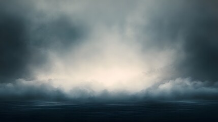 Fototapeta premium Dark Clouds Over a Misty Ocean Scene