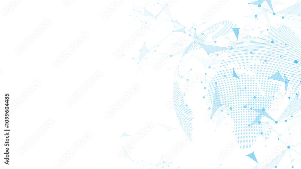 Poster Global network connection banner design template. Header social network communication in the global business concept. Big data visualization. Internet technology
