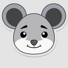 Fototapeta premium Adorable Cartoon Face of a Cute Grey Animal Character