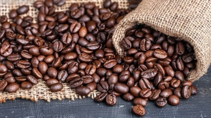 Fototapeta premium freshly roasted coffee beans in a bag