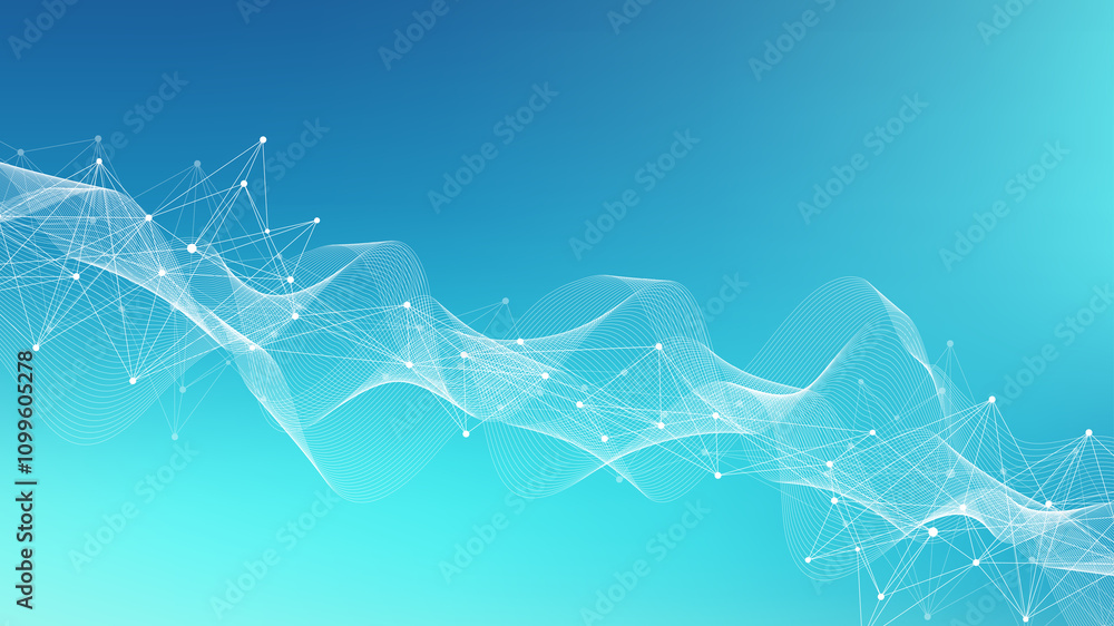 Fototapete Global network connection banner design template. Header social network communication in the global business concept. Big data visualization. Internet technology