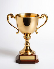 Gold Champion Trophy on White Background for Awards and Achievements.