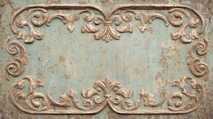 Obraz premium Vintage Metal Sign with Weathered Texture and Ornate Patterns for Nostalgic Themes | High-Resolution Detailed Image