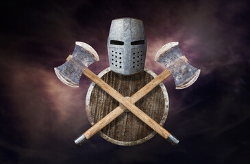 knight's armor on dark background