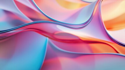 Naklejka premium A detailed shot of interwoven bands of different colors forming a dynamic wave, Representing the flow and integration of diverse ideas, minimalist style