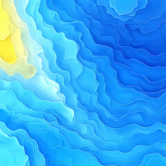 Obraz premium Abstract layered wavy pattern of pastel blue and yellow colors.