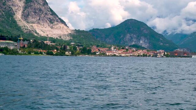 boat on Lake Maggiore in Italy. High quality 4k footage