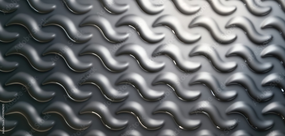 Poster abstract stainless steel texture closeup view. modern design pattern with wavy shapes. industrial ar