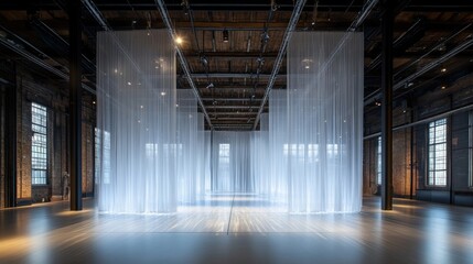 Sheer Curtains in a Large Industrial Space