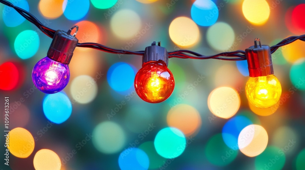 Aufkleber colorful string lights illuminated against bokeh background