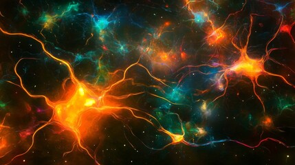 Fototapeta premium Cosmic Neural Network Firing Brightly Across Space