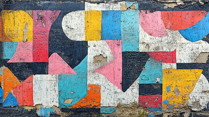 A vibrant, seamless pattern of colorful graffiti art layered on a weathered concrete wall, showcasing urban street art © Pickoloh