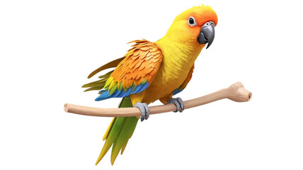 Sun conure parrot sitting on branch