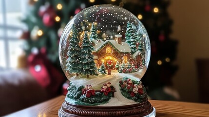 Illuminated Winter Village Snow Globe Christmas Decor