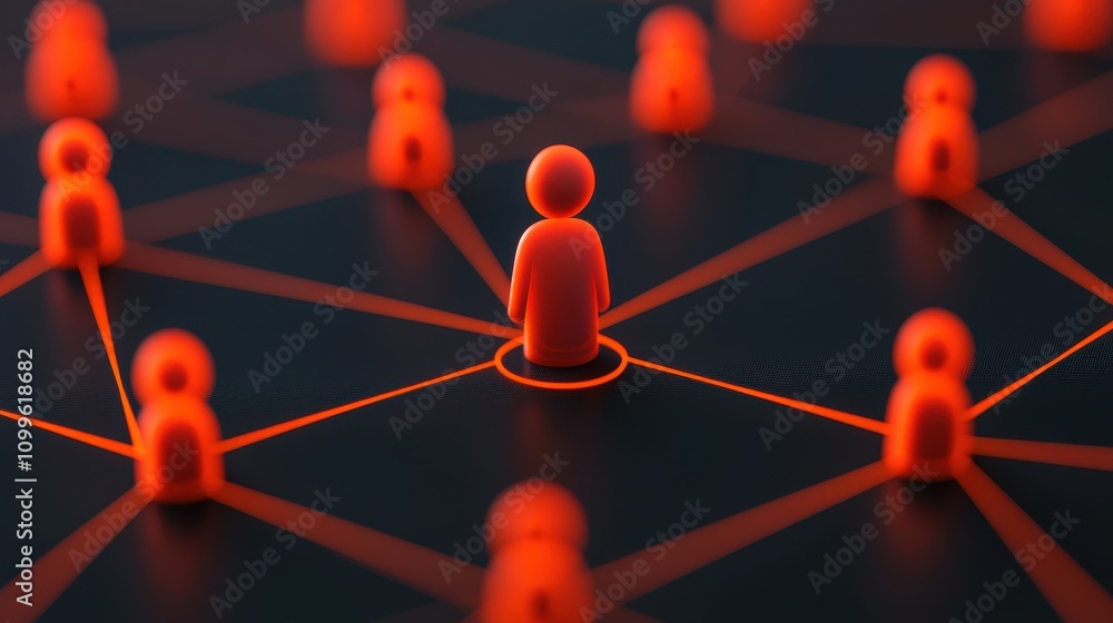 Poster a central figure stands out in a network of glowing nodes, symbolizing connection and interaction in
