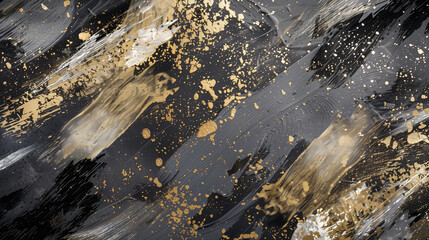 Abstract Gold and Black Brush Strokes