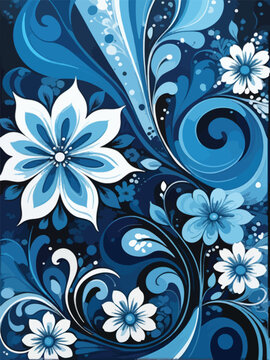 abstract flower picture in blue