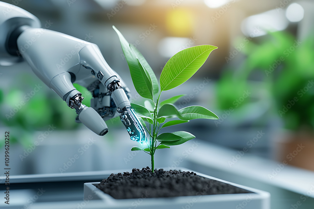 Poster ai-driven efficiency in supply chain management agriculture lab conceptual image futuristic environm