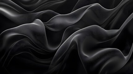 Fototapeta premium Abstract Black Fabric Waves Flowing Design