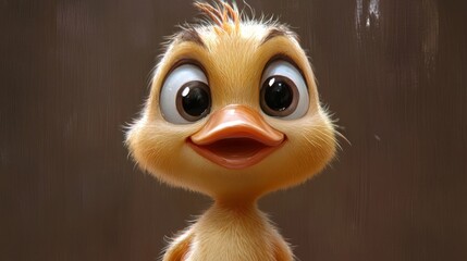 Fototapeta premium Adorable Yellow Duckling Portrait Close Up