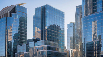 Fototapeta premium Business Hochhäuser mit Glasfront im Bankenviertel