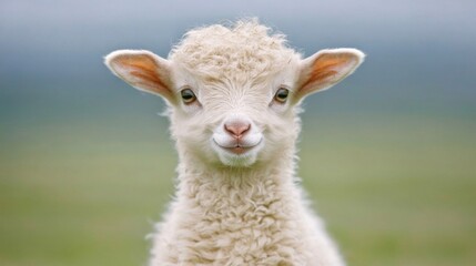 Obraz premium Adorable Fluffy Lamb Posing For A Photo