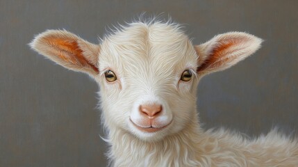 Obraz premium Adorable Baby Goat Portrait Smiling Sweetly
