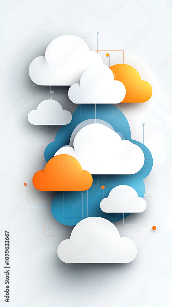 Poster cloud computing infographic illustrating data flow for modern businesses digital environment educati