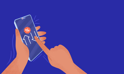 Mobile Card Payment for Shopping with Discount Illustration