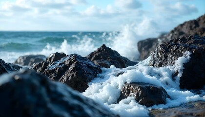 Obraz premium waves crashing on rocks