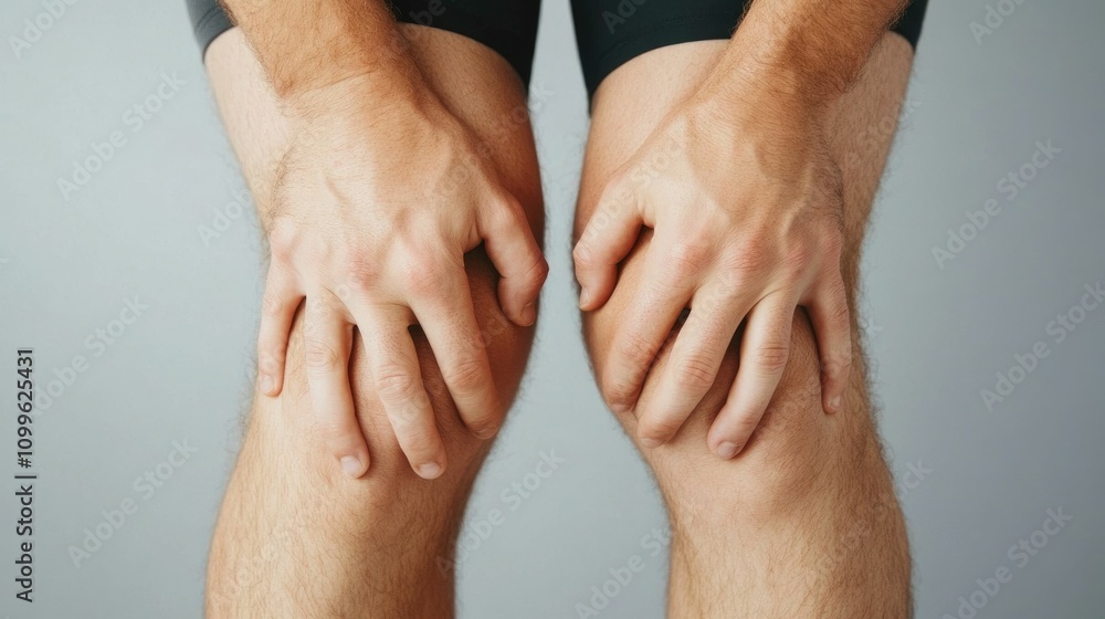 Poster hands applying focused pressure on hamstrings to release muscle tension and improve balance for enha
